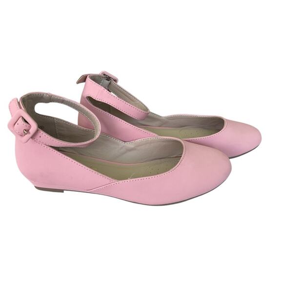Dream Pairs Faux Leather Ballet Flats with Ankle Strap Pink Shoes Girls Size 5 - Picture 2 of 8